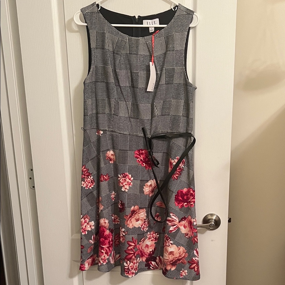 Elle Black and Pink Floral Mini Dress